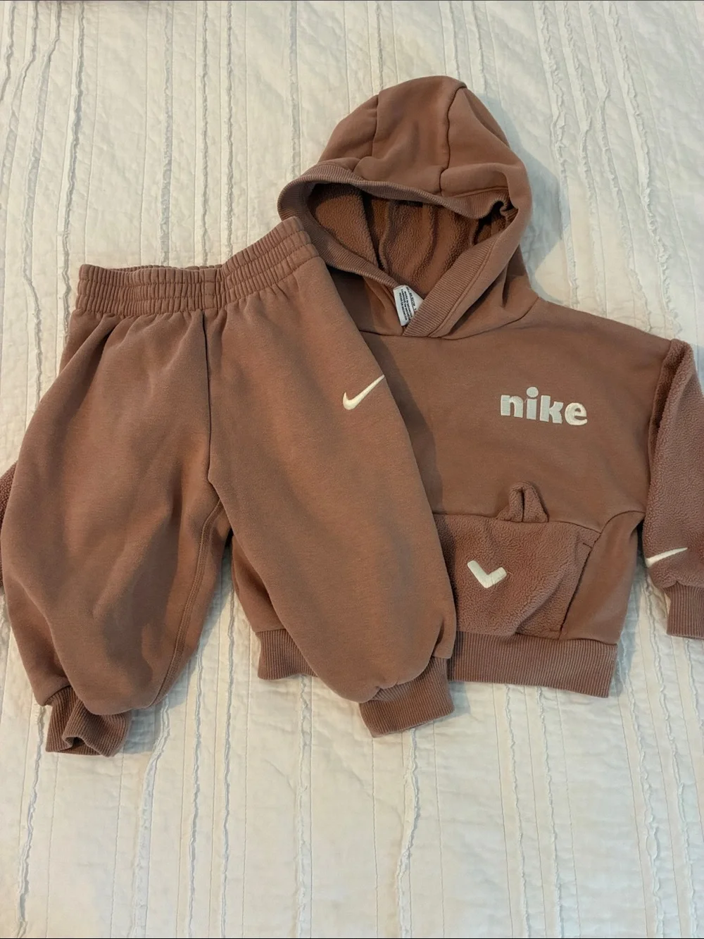 Nike Kids Dusty Brown Hooded Sweatshirt & Joggers Set